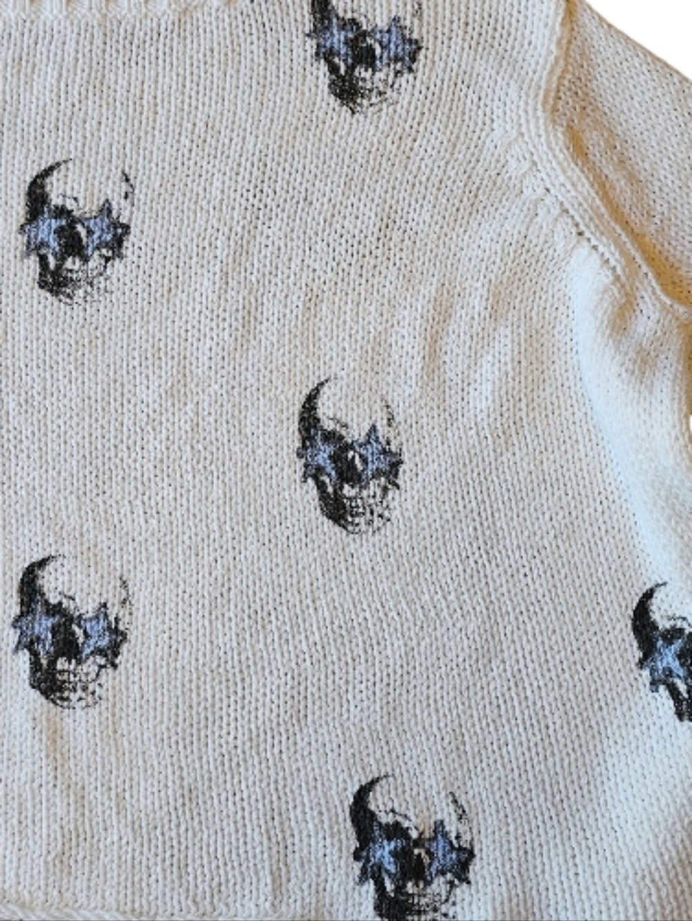 Wooden Ships Paola Buendia Skull Sweater XS White Lightweight Knit Gothic Grunge - Picture 8 of 8